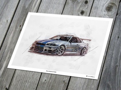 Nissan Skyline GT-R R34 - plakát, obraz na zeď