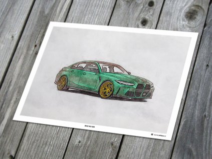 BMW M3 G80 "Green" - plakát, obraz na zeď