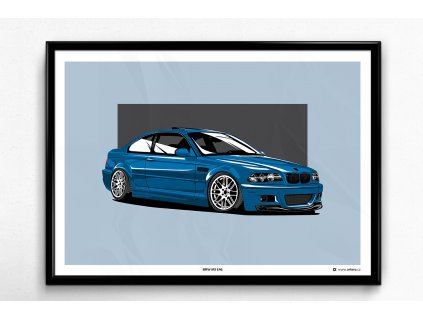 BMW M3 E46 „BLUE“ - plakát, obraz na zeď