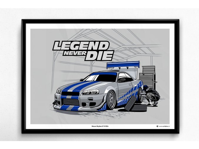 Nissan Skyline GT-R R34 „Legend“- plakát, obraz na zeď