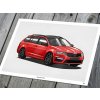 Škoda Octavia 3 RS 245 Combi "červená" - plakát, obraz na zeď