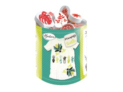Aladine Stampo Textile - Razítka na textil  10 ks - Exotické rostliny10 ks