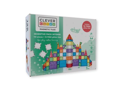Cleverclixx - Magnetická stavebnice intenzivních barev 110 dílů + 15 třpytivých dílů zdarma