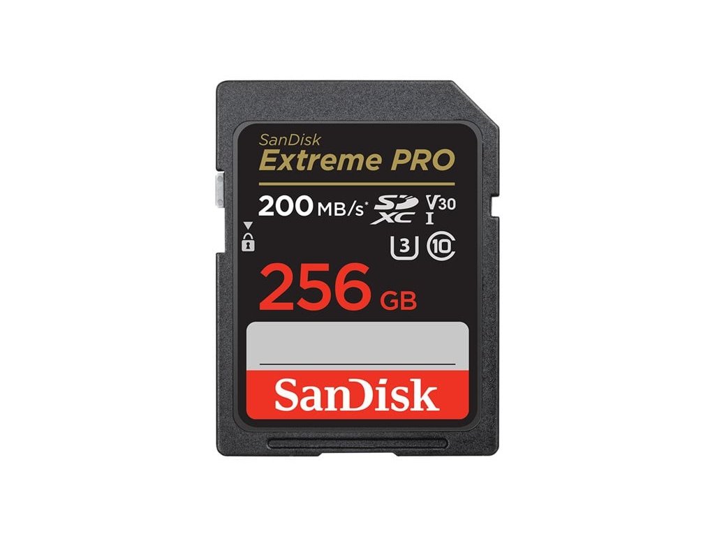 sandisk extreme pro sdxc 256gb 200 mb s c10 v30 uhs i u3 ien425007
