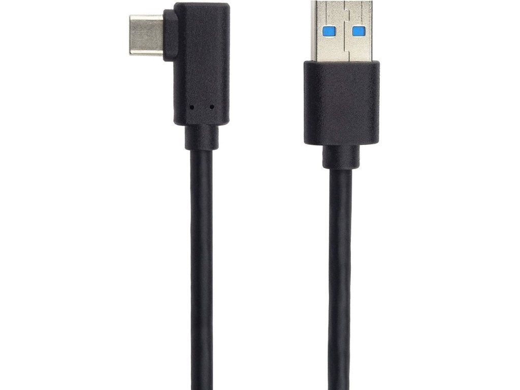 PremiumCord Kabel USB typ C/M zahnutý konektor 90° - USB 3.0 A/M, 2m
