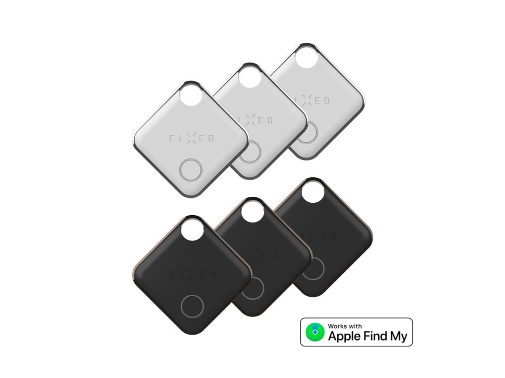 Smart tracker FIXED Tag s podporou Find My, 6 ks, 3x černý + 3x bílý