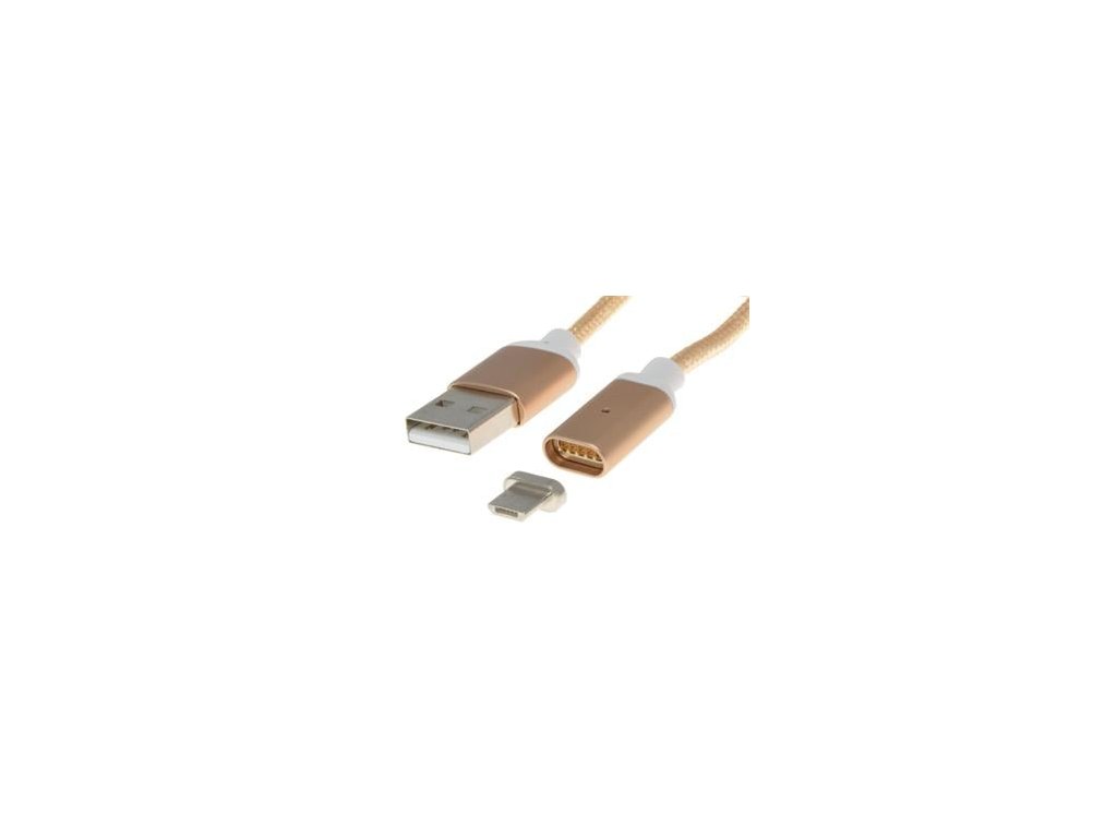premiumcord magneticky micro usb 2 0 a b nabijeci a datovy kabel 1m zlaty ien270818