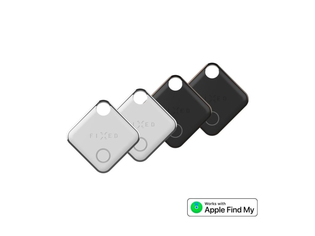 Smart tracker FIXED Tag s podporou Find My, 4 ks, 2x černý + 2x bílý