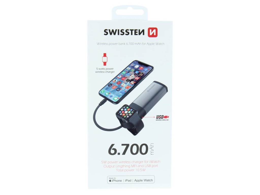 swissten 2in1 apple watch mfi powerbank 6700 mah ien533579