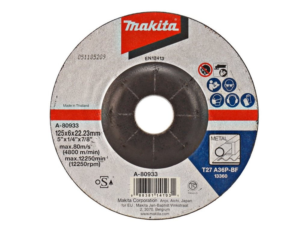 makita a 80933 brusny kotouc 125x6x22 ocel ien412924