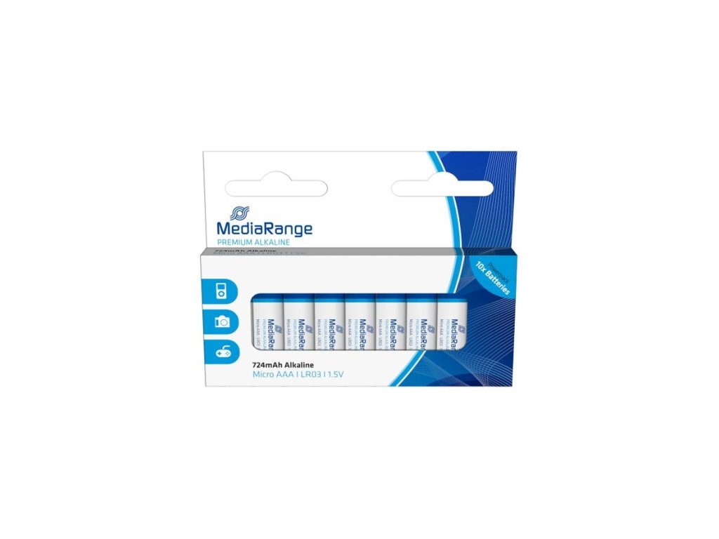 MediaRange Premium Alkalické baterie LR03 (AAA, mikrotužka) 1,5V blister 10ks/balení