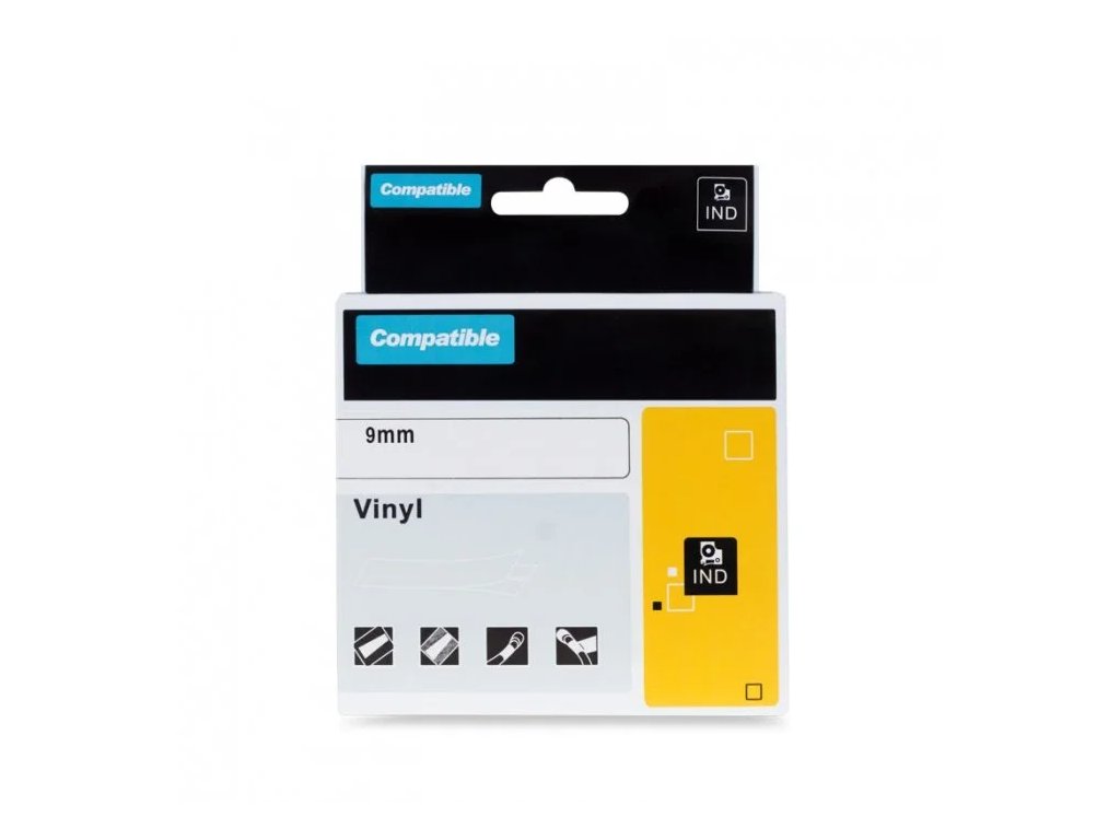 printline kompatibilni paska s dymo 18053 9mm 1 5m cerny tisk bily podk rhino buzirka ien296548