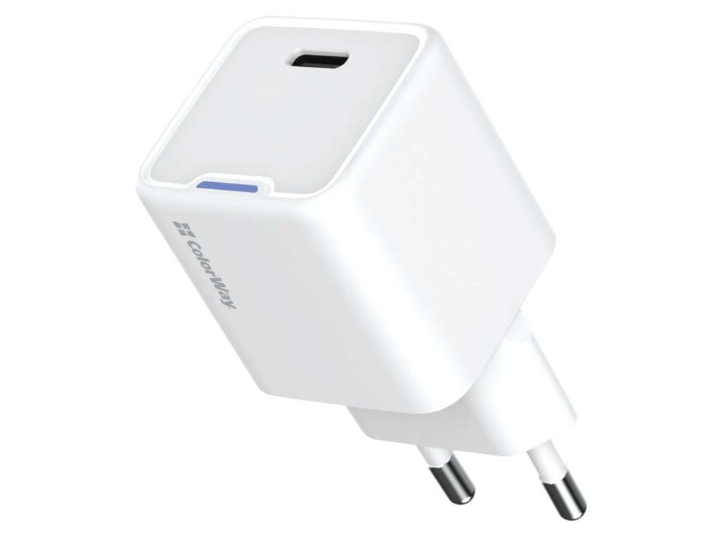 colorway 1x usb c sitova nabijecka gan pd pps 25w bila ien563377