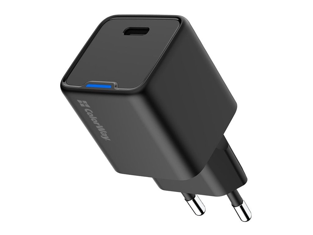 colorway 1x usb c sitova nabijecka gan pd pps 25w cerna ien563378