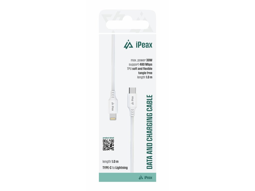 ipeax tpu kabel usb c lightning 1m usb 2 0 bily ien566765