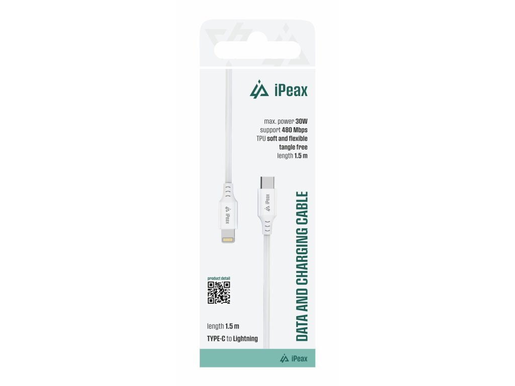 ipeax tpu kabel usb c lightning 1 5m usb 2 0 bily ien566764