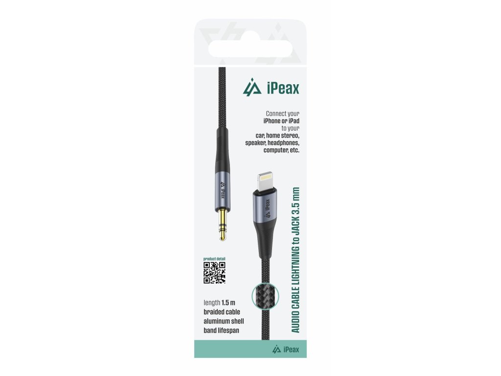 ipeax adapter lightning 3 5 mm jack 1 5 m cerny ien566784