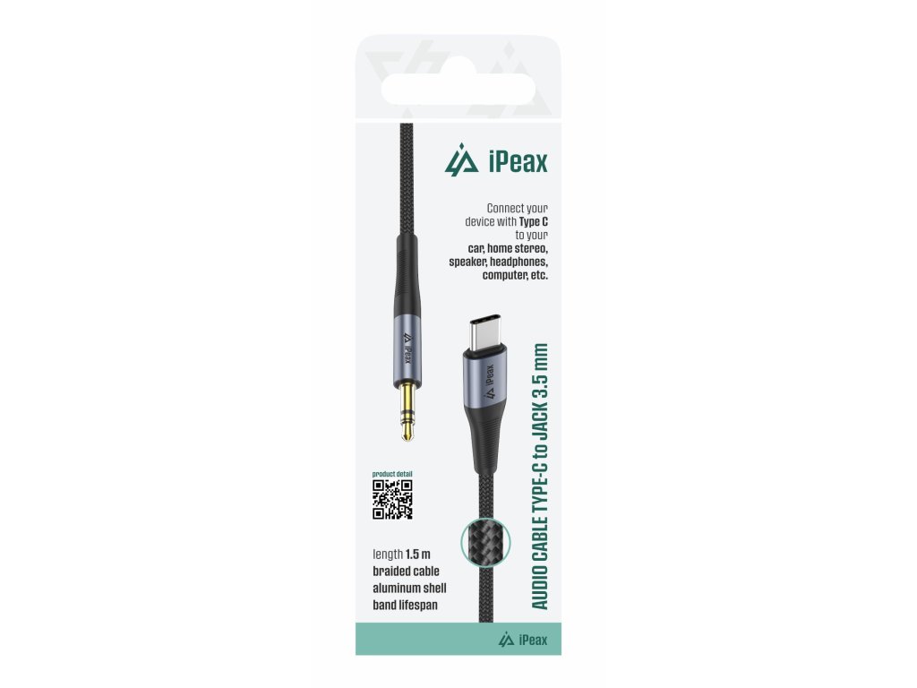 ipeax adapter usb c 3 5 mm jack 1 5 m cerny ien566783