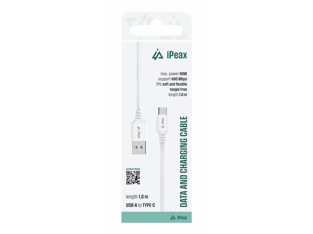 ipeax tpu kabel usb a usb c 1m usb 2 0 bily ien566761