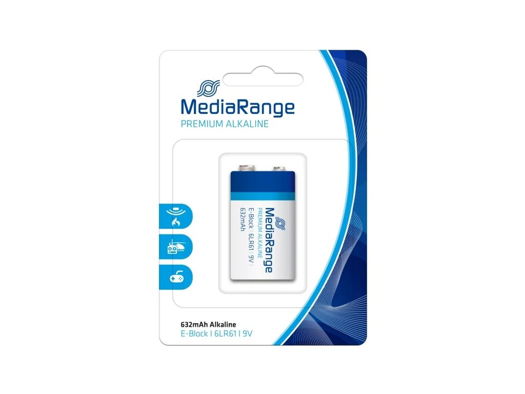 mediarange premium alkalicke baterie e block 9v blister 1ks baleni ien235587