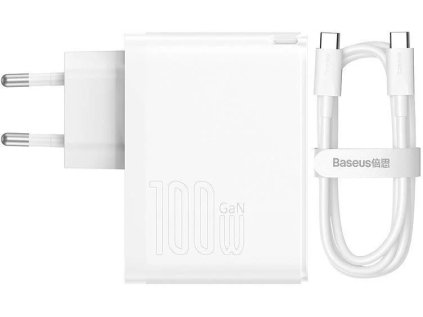 baseus gan5 pro rychlonabijeci adapter usb c usb a 100w bila ien467121