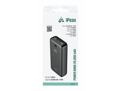 ipeax power banka 20000 mah 10 5w 2x usb a cerna ien566752