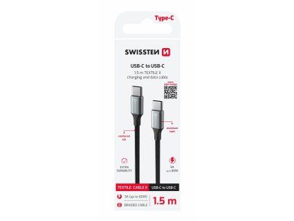 swissten kabel textile ii usb c usb c 1 5 m cerny ien578142
