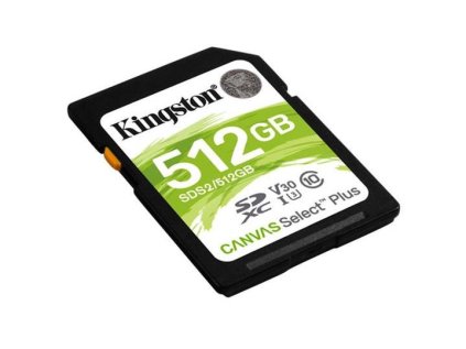 KINGSTON SDXC 512GB Canvas Select Plus A1 C10 Card (čtení 100 MB/s, zápis 85MB/s)