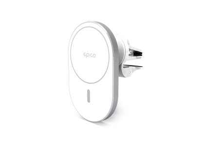 Epico Ellipse bezdrátová autonabíječka 15W s podporou uchycení MagSafe a s adaptérem v balení - bílo-stříbrná