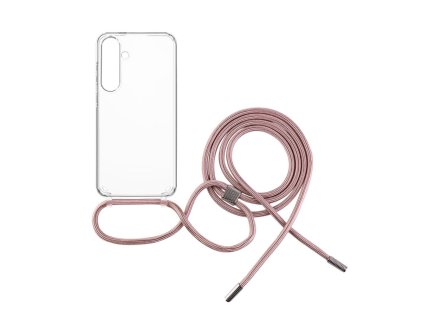 Pouzdro FIXED Pure Neck s růžovou šňůrkou na krk pro Samsung Galaxy S24+