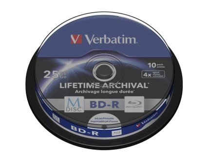 verbatim blu ray bd r m disc printable 4x 25gb 10 ks spindl ien333790