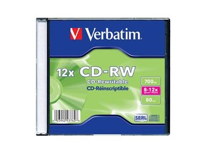 verbatim cd rw 12x 700mb 1 ks jewel ien24550