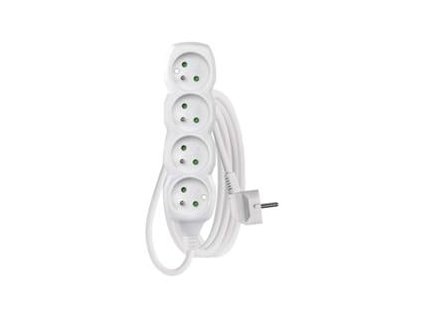 prodluzovaci kabel 3 m 4 zasuvky bily pvc 1 5 mm2 ig481675