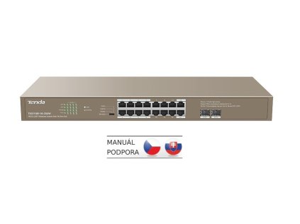 tenda teg1118p 16 250w poe at gigabit switch 16x 1gb s poe 802 3af at 2x sfp 1gb s poe 230w rack ien407701