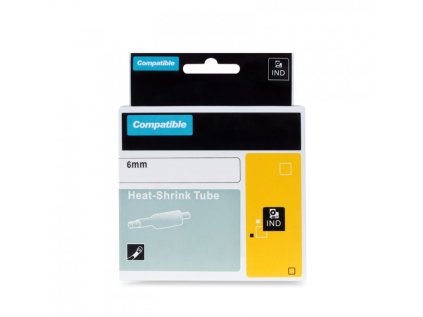 PRINTLINE kompatibilní páska s DYMO 18051, 6mm,1.5m,černý tisk/bílý podkl.,RHINO, bužírka