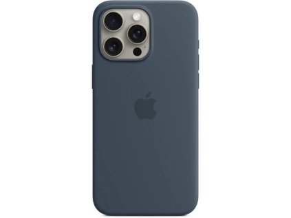 apple iphone 15 pro max silicone case s magsafe storm blue ien502041