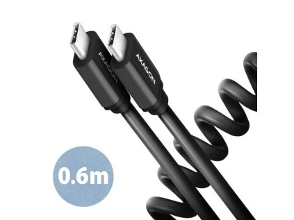 axagon bucm cm10tb twister kabel usb c usb c 0 6m usb 2 0 pd 60w 3a alu tpe cerny ien391500