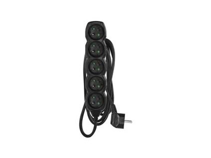 prodluzovaci kabel 3m 5 zasuvek cerny pvc 1 mm2 ig430436