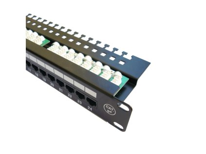 DATACOM Patch panel 19" UTP 24 port CAT5E LSA 1U BK (3x8p)hor.záře