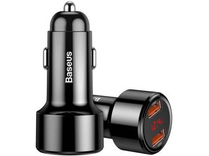 nabijecka do auta baseus magic 2x usb 45w 6a s displejem cerna ien522506