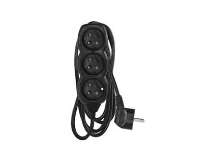prodluzovaci kabel 2 m 3 zasuvky cerny pvc 1 mm2 ig481698