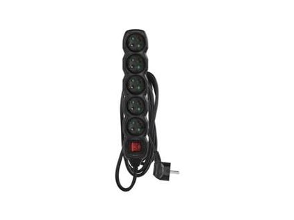 prodluzovaci kabel 3 m 5 zasuvek s vypinacem cerny pvc 1 5 mm2 ig481711