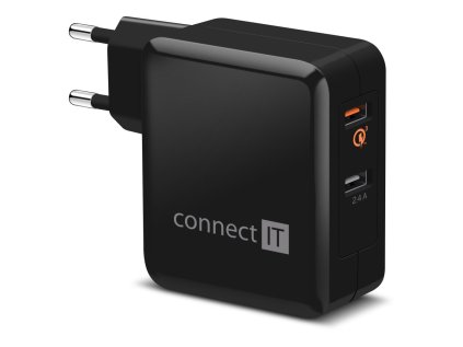 Connect IT Quick Charge 3.0, 2x USB (3,4A), černý