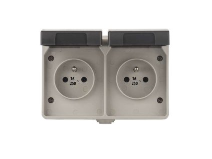 Zásuvka nástěnná dvojitá 16A/250V IP44