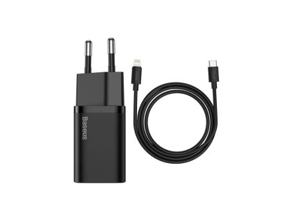 Baseus Super SI set adaptéru USB-C 20W a kabelu USB-C do Lightning 1m, černá