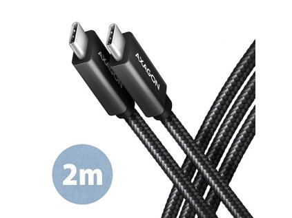 AXAGON BUCM32-CM20AB, SPEED+ kabel USB-C <-> USB-C, 2m, USB 20Gbps, PD 100W 5A, 4k HD, ALU, oplet, černý