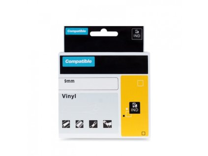 printline kompatibilni paska s dymo 18443 9mm 5 5m cerny tisk bily podkl rhino vinyl ien296534