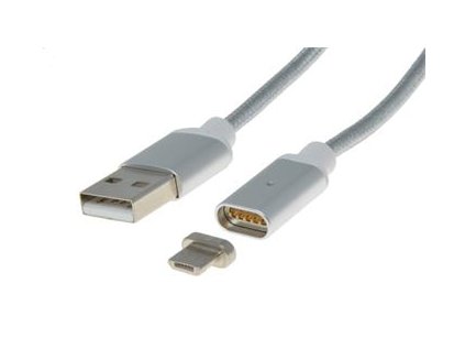 premiumcord magneticky micro usb 2 0 a b nabijeci a datovy kabel 1m stribrny ien270819