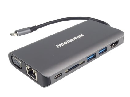 premiumcord prevodnik usb c na hdmi vga rj45 2xusb3 0 sd card 3 5mm pd charge ien510501