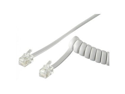 Kabel telefonní kroucený, 2xRJ10 4p4c, 2m, bílý